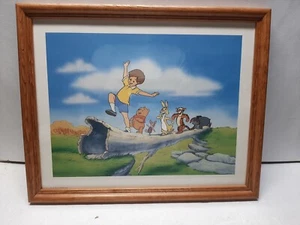 WINNIE THE POOH LITHOGRAPH CHRISTOPHER ROBIN & CREW DISNEY FRAMED PICTURE PRINT - Picture 1 of 4