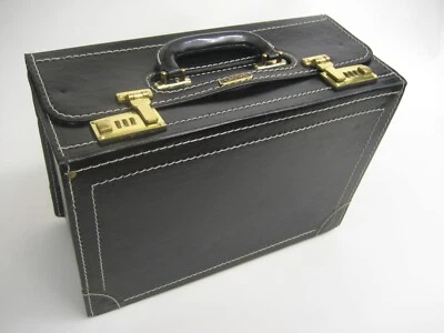 CROWN PILOTENKOFFER AKTENKOFFER WERKZEUGKOFFER ZAHLENSCHLOSS LEDER SCHWARZ