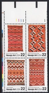 US #2235-2238 22¢ Navajo Art UL Plate Block 1986 MNH - Picture 1 of 1