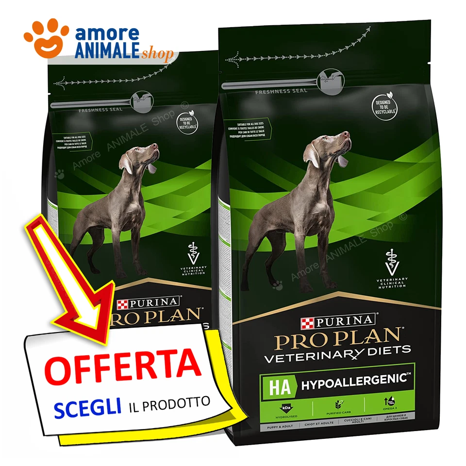 Purina Pro Plan Veterinary Diets HA Hypoallergenic Formati da 3 / 11 kg per cani