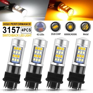 4x Dual Color 3157 LED DRL Switchback Turn Signal Parking Light Bulb White Amber - Bild 1 von 8
