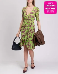 UVP406€ DIANE VON FURSTENBERG A-Linien Kleid US4 UK8 IT40 S Blumen Wickeloptik - Bild 1 von 9