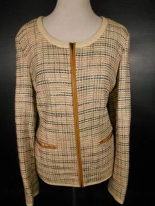 Beautiful Women's Size 14 Coldwater Creek Brown Tweed Zipper Lined Blazer Jacket - Picture 1 of 5