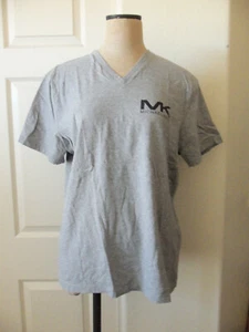 Michael Kors Men Heather Gray Cotton Knit Short Sleeve V-Neck Logo T-Shirt - XL - Picture 1 of 8