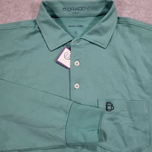 B Draddy Para Hombres Pequeño Verde Jack Manga Larga Polo Bolsillo en el Pecho Algodón Pima - Imagen 1 de 10