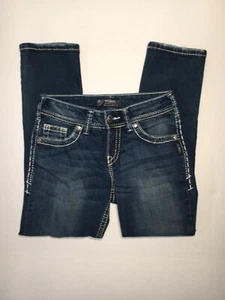 Silver Jeans Suki Capri Women's Western Glove Works Blue Denim Embroidery Sz 26 - Picture 1 of 4