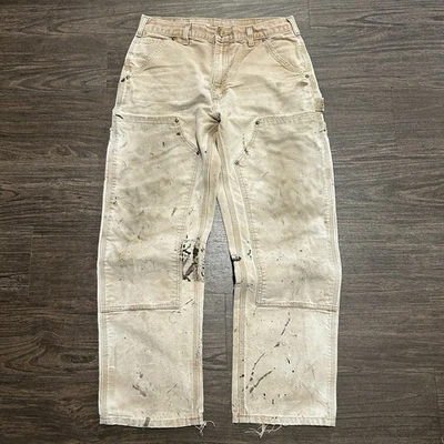 Pantalones Carpintero Doble Rodilla Relajado Desteñido Carhartt Tostado 32x30 Mex Trabajo Y2K Foto 1 de 4