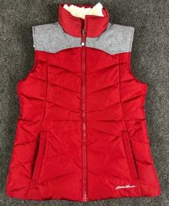 Chaleco Eddie Bauer Puffer Rojo Cremallera Completa Piel Forrado Relleno-eb650-Mujer Pequeño - Imagen 1 de 11