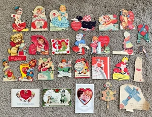 Vintage 1930-40s Mechanical Valentines Day Cards & Postcards - Lot of 22 - Picture 1 of 15