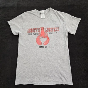 Abbott's Lobsters Noank CT Gray Short Sleeve Cotton Blend T-Shirt Men's S - Picture 1 of 9