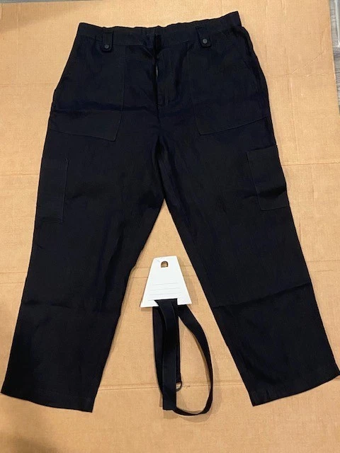 Nicole Miller New York Pants Women's Size XL 100% Linen Cargo Black - Image 1 of 4