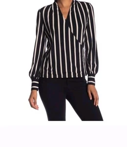 Adrianna Papell Bluse Größe M schwarz gestreift V-Ausschnitt  - Bild 1 von 12