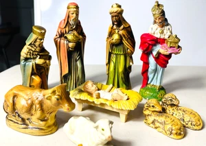 Christmas Nativity Scene Jesus Wisemen Sheep Japan Germany Italy Incomplete - Picture 1 of 12