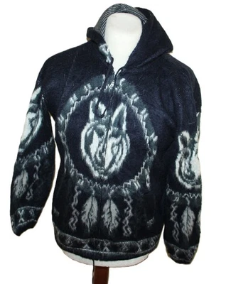 Baja felpa con cappuccio giacca etnica fantasia azteca unisex blu boho hippie... - Immagine 1 di 4