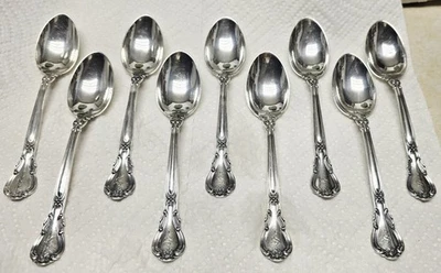 (9) Cucharas de café/té Gorham Chantilly 1895 5 3/8" 5 en punto Foto 1 de 4