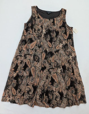 Vestido para mujer Perceptions talla 1X marrón cachemira cambio línea A malla encaje NUEVO Foto 1 de 4