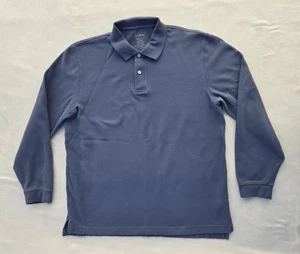 LL Bean Polo Shirt Mens Large Tall Blue Long Sleeve Traditional Fit Cotton - Picture 1 of 9