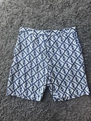 Шорты-бермуды с принтом FENDI FF Motif | белые/синие | размер S/M | летний логотип - Изображение 1 из 4