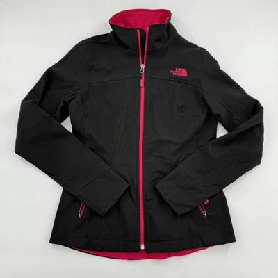 Chaqueta para mujer The North Face pequeña negra rosa Softshell forrada de vellón cremallera completa Foto 1 de 4