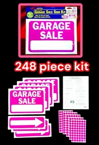 Kit de venta de garaje: 4 letreros 8,5”x 12”, 3 flechas, 240 etiquetas de precio, hoja de registro de ventas - Imagen 1 de 24