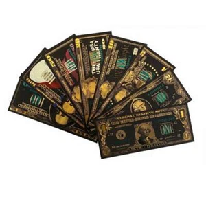 8PCS/Set US 1/2/5/10/20/50/100 Dollar Bill Full Set Banknote Black Green Gold - Picture 1 of 5