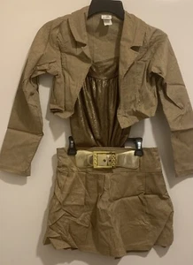 Girls 3 Piece Skirt, Jacket And Tank Top Gold Set Size 14 - Picture 1 of 5