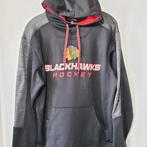 Chicago Blackhawks Sweatshirt Hoodie Men's Large Black NHL Fleece Fanatics NWOT - Picture 1 of 11