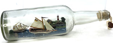 Two Masted German Ships in a Bottle  Maritime Folk Art Zum Danker Shore Diorama