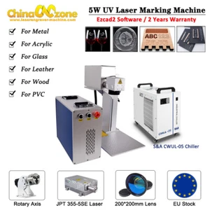 Máquina grabadora de marcado láser UV JPT 335-5W para enfriador de agua y plástico de vidrio - Imagen 1 de 11
