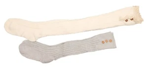 Women's 2 Pairs of Knee & Thigh High Boot Socks Lace and Button Details Grey... - Picture 1 of 5