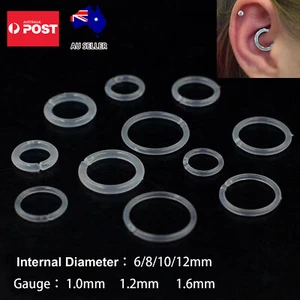 Bioplast Plastic Invisible Clear Ring Clicker Retainer Lip Ear Bar Stud Earrings - Picture 1 of 18