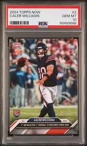 CALEB WILIAMS 2024 Topps Now #2 Rookie RC PSA 10 Gem Mint NFL Chicago Bears - Picture 1 of 3