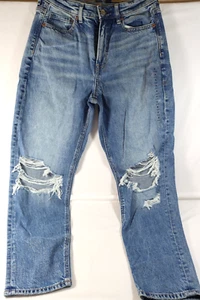 American Eagle Damen Mom Jeans Strigid Distressed Denim Größe 4 (27W) kurz Neu mit Etikett - Bild 1 von 11