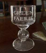 4 GREEN FAERIE ETCHED BUBBLE RESERVOIR ABSINTHE GLASS SET