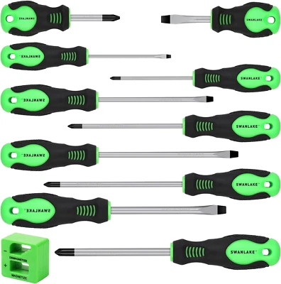 11PCS Screwdriver Set, Magnetic 5 Phillips and 5 Flat Head Black - Image 1 of 4