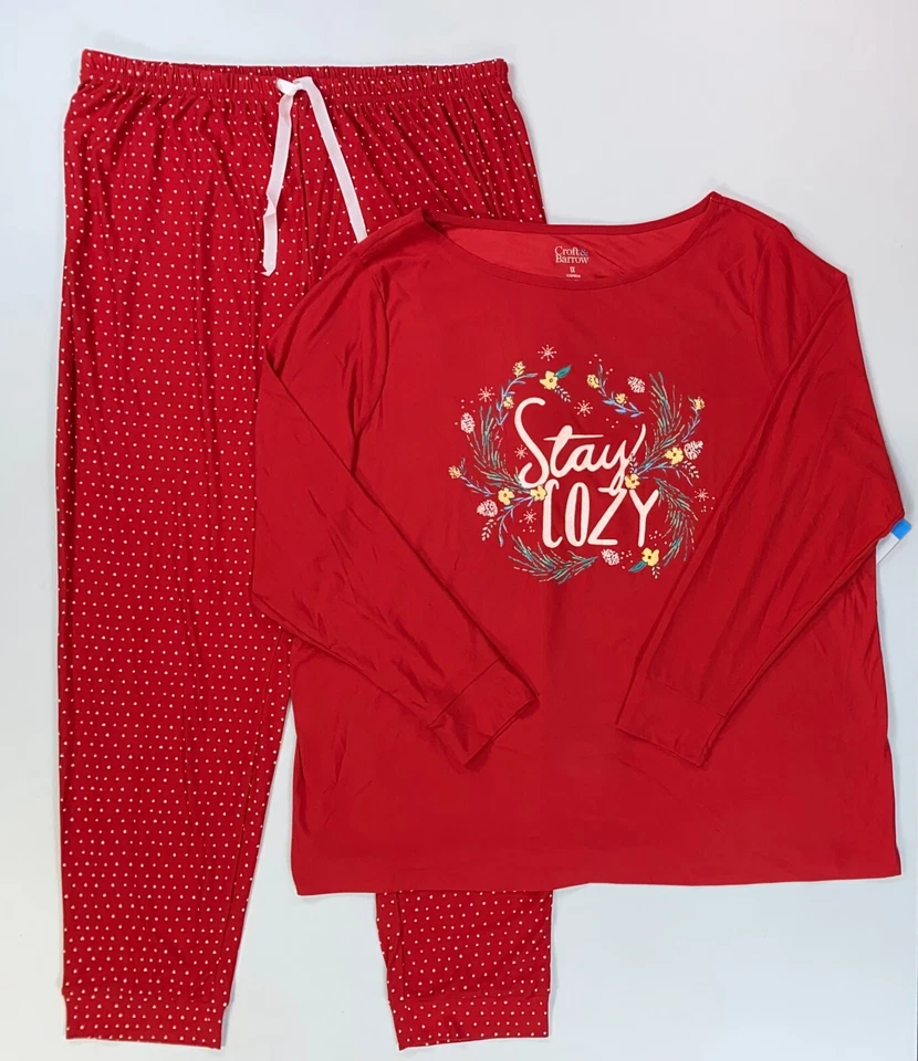 Women's Croft & Barrow Plus Size 2-Piece Christmas Pajama PJ NEW - Image 1 of 1