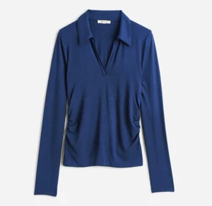 Nuevo con etiquetas Polo Madewell XS Side-Cinch Manga Larga Azul Cobalto Brillante - Imagen 1 de 5