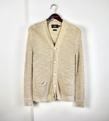 RRL Ralph Lauren Para Hombres Crema 100% Seda Cárdigan Chal Suéter Para Hombre Pequeño S Foto 1 de 4