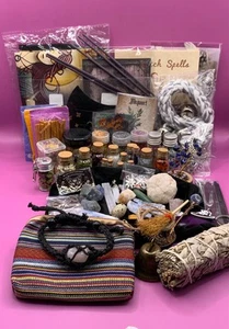Advanced Witch Kit - Spells Crystals Candles Herbs Jars Feathers Altar V2 - Picture 1 of 18