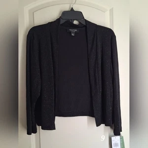 Perceptions Nwt Black Glitter Cardigan 3/4 Sleeve Rug Whymsigoth Grunge Formal - Picture 1 of 8