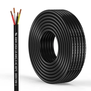 18 Gauge 4 Conductor Electrical Wire Oxygen-Free Copper Cable 50FT/15.3M Flexibl - Picture 1 of 12