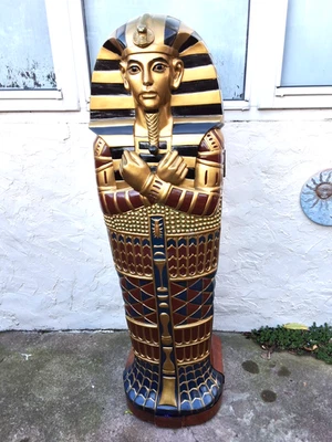 ÄGYPTISCHER TUTANCHAMUN SARKOPHAG SCHRANK AUFBEWAHRUNG VITRINE mit REGALEN 4 FT - Bild 1 von 4