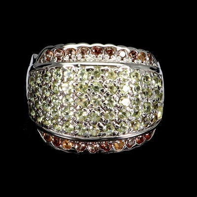 925 Sterling Silver Ring Round Peridot Sapphire Gemstone Jewelry Size 7 - Image 1 of 4