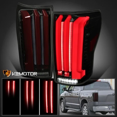 Glossy Black Fits 2007-2013 Toyota Tundra LED Tail Lights Sequential Signal Tube Foto 1 de 4