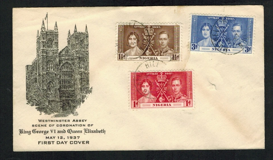 Nigeria 1937 Coronación conjunto en caché FDC Foto 1 de 1