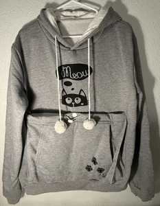 Pet Carrier Kitten Puppy Holder Animal Pouch Gray Hoodie Sweatshirt XL. - Picture 1 of 8