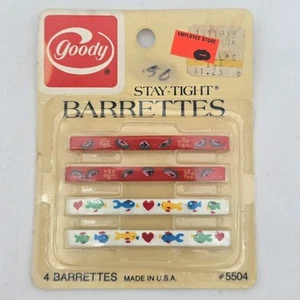 Goody Stay Tight Barrettes 5504 Watermelon Flowers Hearts Fish Red White - Picture 1 of 6