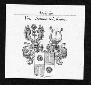 Approx. 1820 Schmadel Coat of Arms Nobility Copperplate Engraving Antique Print - Picture 1 of 1