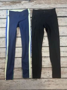 Athleta Girl Leggings Bundle Lot Size Medium 8/10 Black Blue - Picture 1 of 10