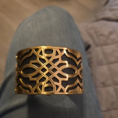 Bracelete de punho largo Brighton GOLDTONE Christo NYC - Imagem 1 de 4